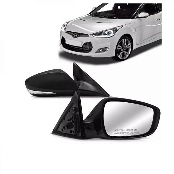 Retrovisor externo veloster hyundai de 2012 a 2015 lado direito preto elétrico com aquecimento e pisca