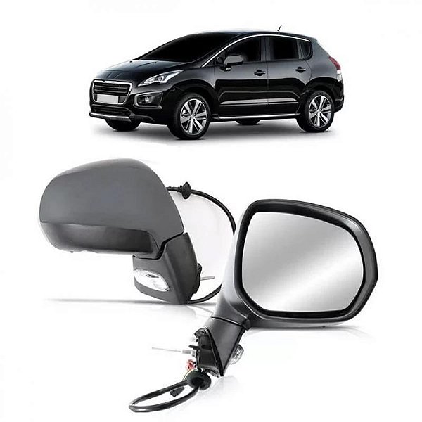 Retrovisor 3008 peugeot de 2011 a 2016 lado direito acabamento em primer externo elétrico com aquecimento com rebatimento com braço longo sem sensor de temperatura