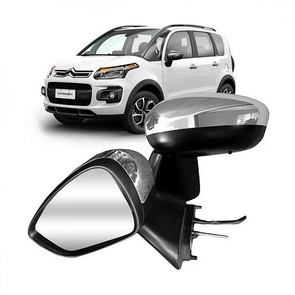 Retrovisor externo aircross citroën de 2011 a 2015 lado esquerdo cromado elétrico