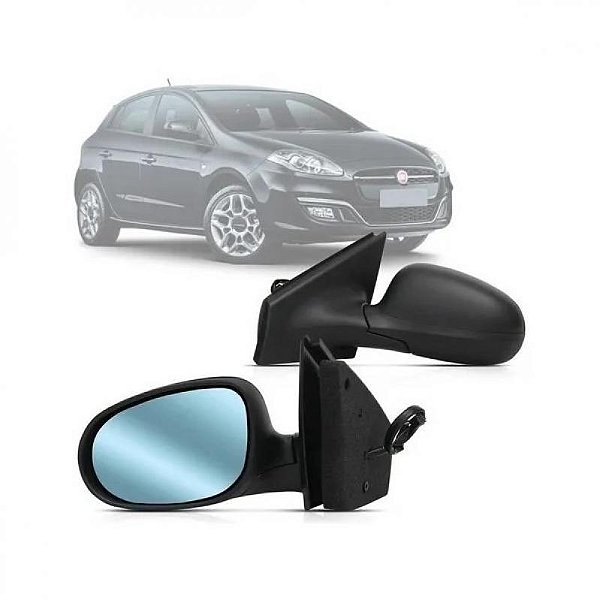 Retrovisor externo bravo fiat de 2011 a 2016 lado esquerdo lente azul elétrico com acabamento em primer e aquecimento