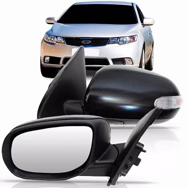 Retrovisor externo cerato kia de 2009 a 2013 lado esquerdo preto liso elétrico com pisca e aquecimento
