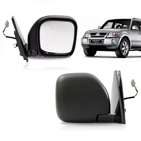 Retrovisor externo pajero full mitsubishi de 2000 a 2007 lado direito preto elétrico retrátil para pintura