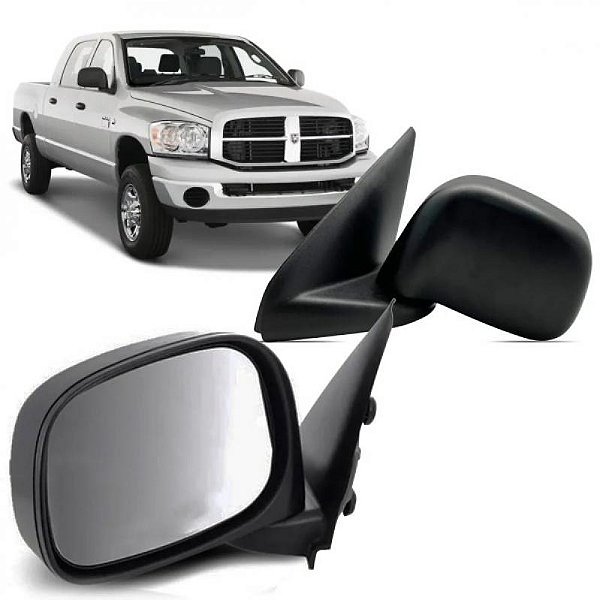 Retrovisor ram dodge de 2002 a 2008 lado esquerdo preto texturizado externo elétrico sem pisca