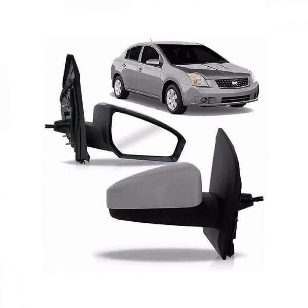 Retrovisor sentra nissan de 2007 a 2009 lado direito preto externo com controle manual