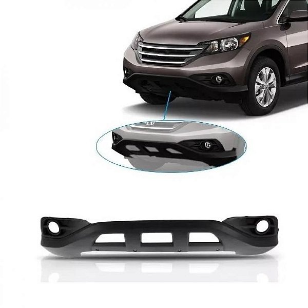 Spoiler de para choque crv honda de 2012 a 2014 dianteiro preto com furo auxiliar