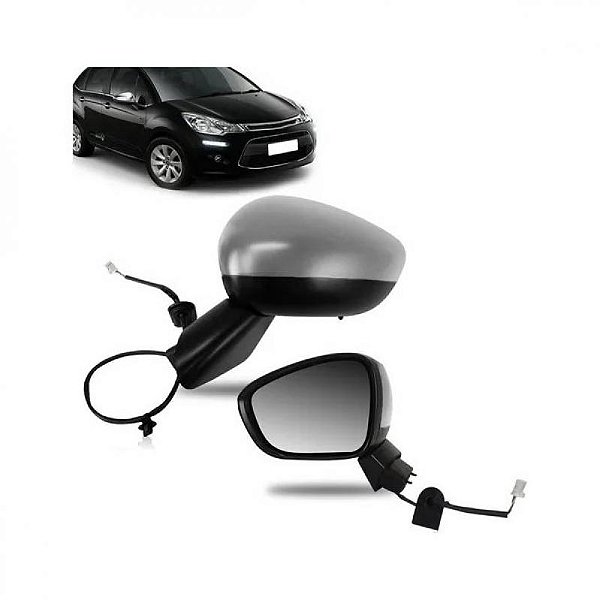 Retrovisor c3 citroën de 2013 a 2020 lado direito em primer externo elétrico com sensor de temperatura