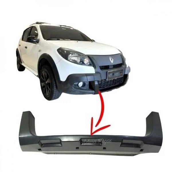 Moldura inferior para para choque sandero renault de 2012 a 2014 dianteira preta pintura estepe