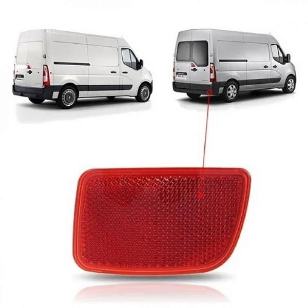 Refletor de ponteira de para choque master renault de 2013 a 2025 traseiro lado esquerdo