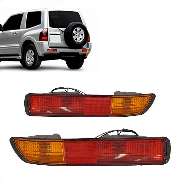 Lanterna do para choque pajero full mitsubishi de 2000 a 2002 traseira lado esquerdo vermelha e âmbar
