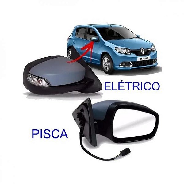 Retrovisor externo sandero e logan renault de 2014 a 2024 lado direito capa primer elétrico com pisca