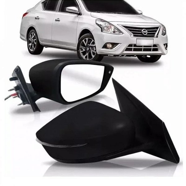 Retrovisor externo versa nissan de 2015 a 2021 lado esquerdo preto elétrico com pisca fino