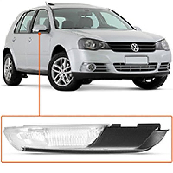 Pisca do retrovisor externo golf volkswagen de 2008 a 2012 e polo volkswagen de 2007 a 2012 lado esquerdo com chicote