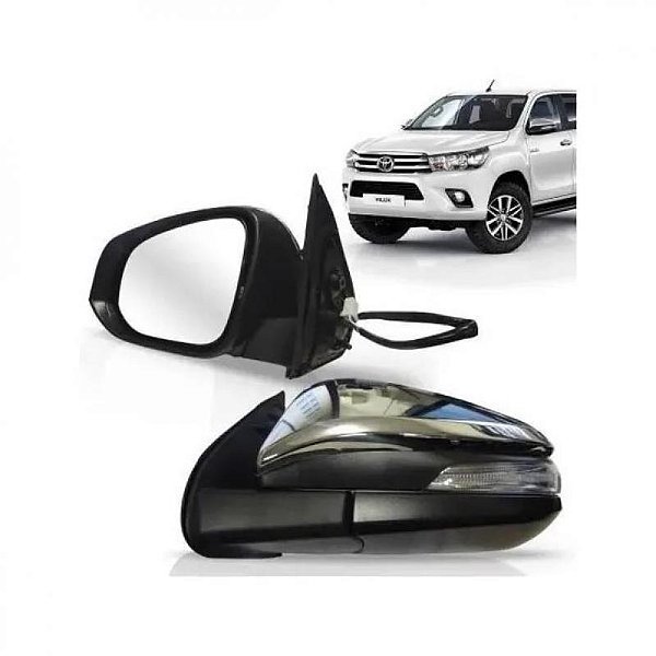 Retrovisor externo hilux toyota de 2016 a 2025 lado esquerdo com capa cromada elétrico com pisca para picape
