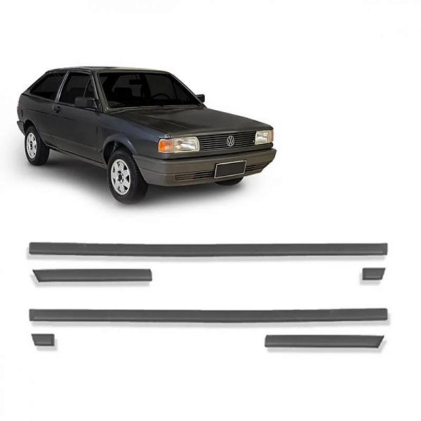 Friso gol volkswagen de 1987 a 1990 lateral preto perfil baixo seis peças