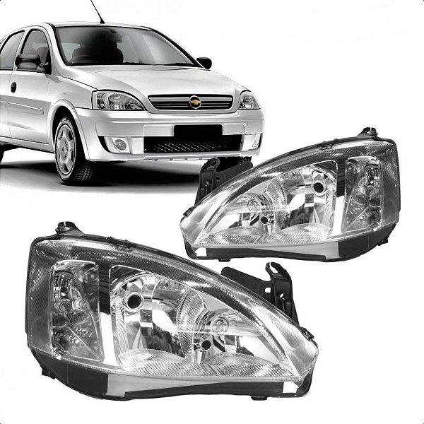Farol corsa chevrolet de 2008 a 2012 e montana chevrolet de 2008 a 2010 lado direito lente lisa