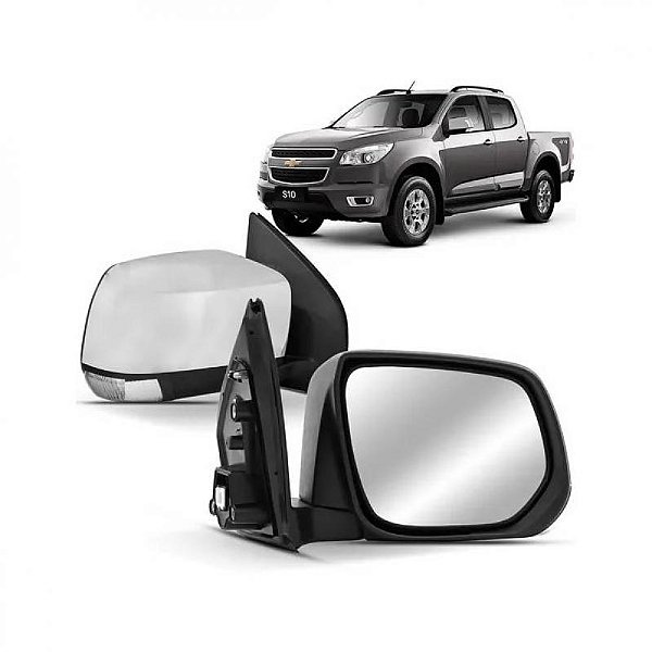 Retrovisor externo s10 chevrolet de 2012 a 2024 lado esquerdo cromado elétrico retrátil com pisca