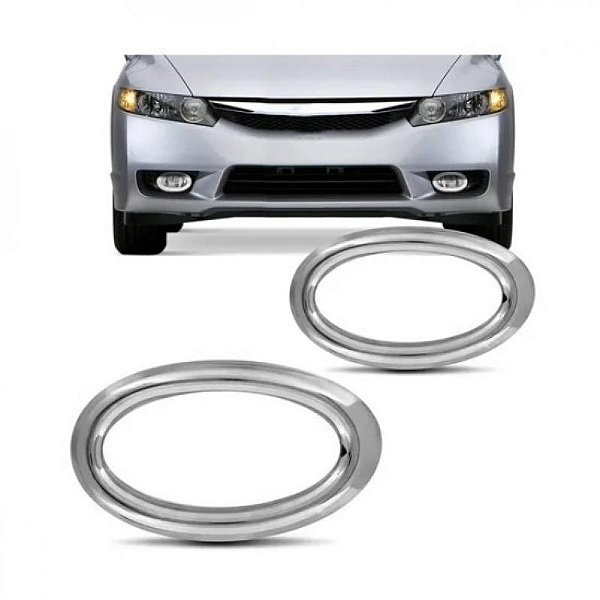 Moldura inferior do para choque para farol auxiliar civic honda de 2009 a 2011 cromada par