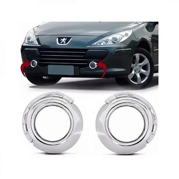 Moldura inferior de para choque para farol auxiliar 307 peugeot de 2007 a 2012 lado direito e lado esquerdo cromada