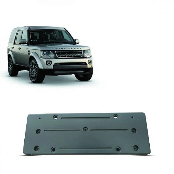 Suporte de placa para para choque discovery 4 land rover de 2014 a 2017 dianteiro preto sem pisca texturizado