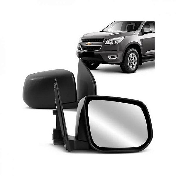 Retrovisor s10 chevrolet de 2012 a 2024 lado esquerdo externo preto com capa texturizada elétrico sem pisca