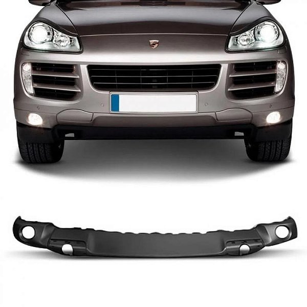 Saia do para choque cayenne porsche de 2008 a 2010 dianteiro preto sport com furo sem pisca texturizado