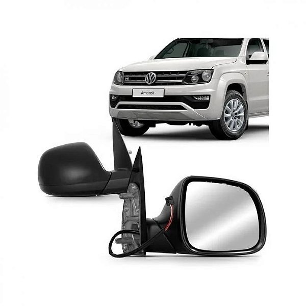 Retrovisor externo amarok volkswagen de 2017 a 2024 lado esquerdo preto elétrico com aquecimento sem pisca e capa texturizada