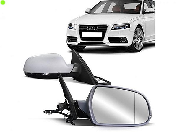 Retrovisor externo a4 audi de 2009 a 2012 lado esquerdo com acabamento em primer elétrico com rebatimento aquecimento e pisca