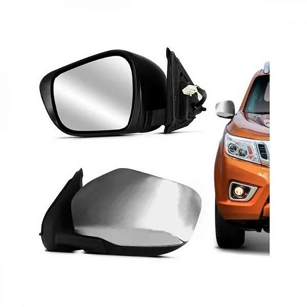 Retrovisor externo frontier nissan de 2017 a 2021 lado esquerdo com capa cromada elétrico sem aquecimento