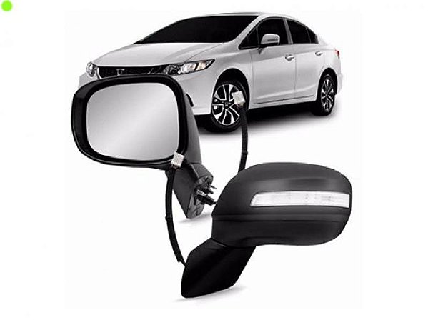 Retrovisor externo civic honda de 2012 a 2016 lado esquerdo elétrico com pisca e cinco fios