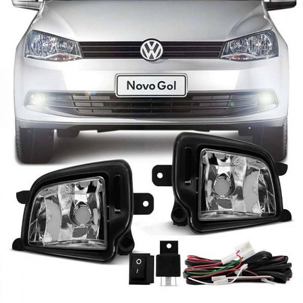 Farol auxiliar gol volkswagen de 2013 a 2016 lado direito e lado esquerdo geração seis com botão sem tela
