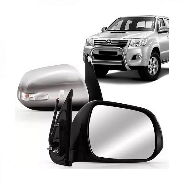 Retrovisor externo hilux toyota de 2012 a 2015 lado esquerdo cromado elétrico com pisca para picape e sw4