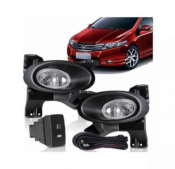 Kit farol auxiliar city honda de 2009 a 2011 com aro preto