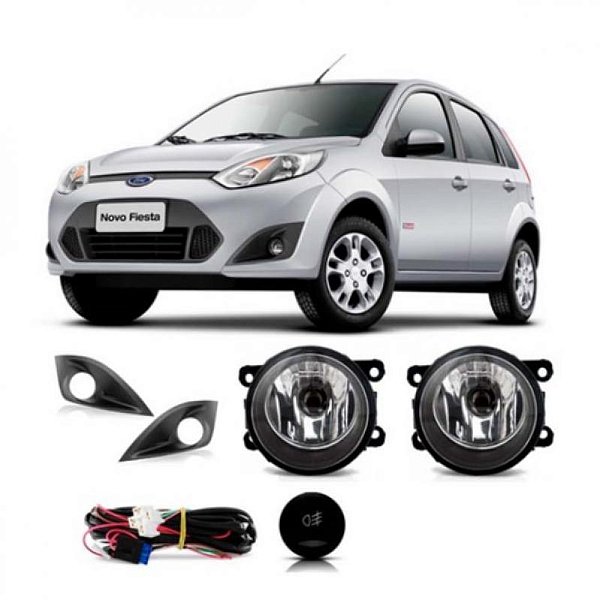 Kit de farol auxiliar fiesta ford de 2010 a 2014 rocam com grade grande