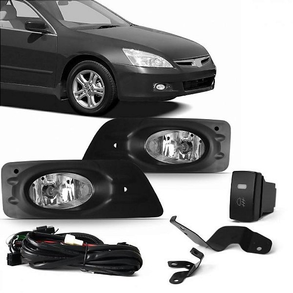 Kit de farol auxiliar accord honda de 2006 a 2007 preto com grade