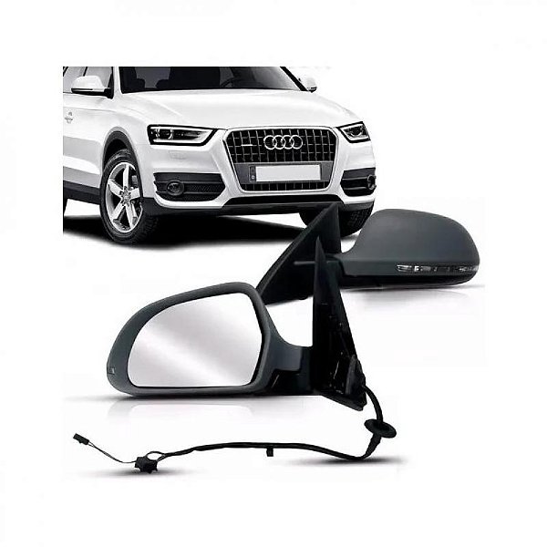 Retrovisor externo q3 audi de 2012 a 2016 lado esquerdo elétrico com rebatimento aquecimento pisca e luz de cortesia
