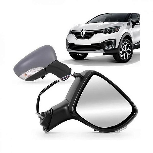 Retrovisor captur renault de 2017 a 2024 lado esquerdo externo elétrico com rebatimento aquecimento pisca e sensor de temperatura