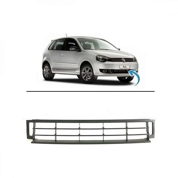 Grade central do para choque polo volkswagen de 2012 a 2014 dianteira com furo para friso