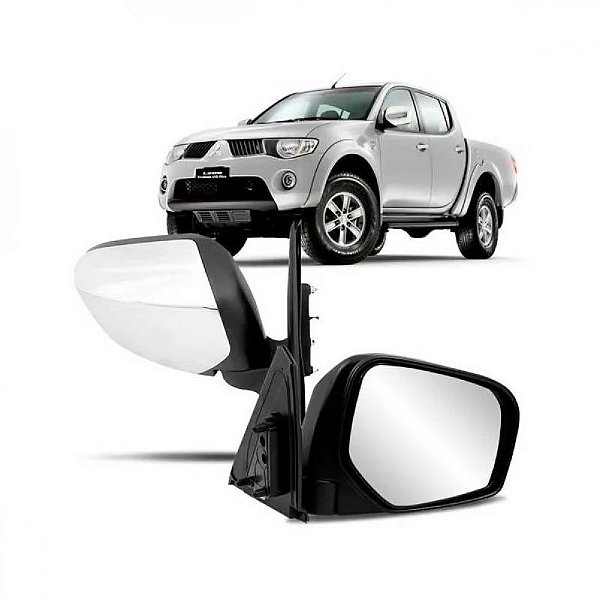 Retrovisor triton mitsubishi de 2007 a 2016 lado esquerdo cromado externo fixo