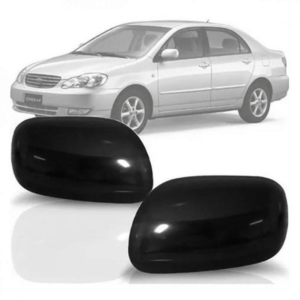 Capa do retrovisor externo corolla toyota de 2003 a 2008 lado esquerdo preto liso