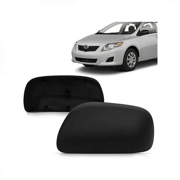Capa do retrovisor externo corolla toyota de 2009 a 2013 lado esquerdo preto liso sem furo