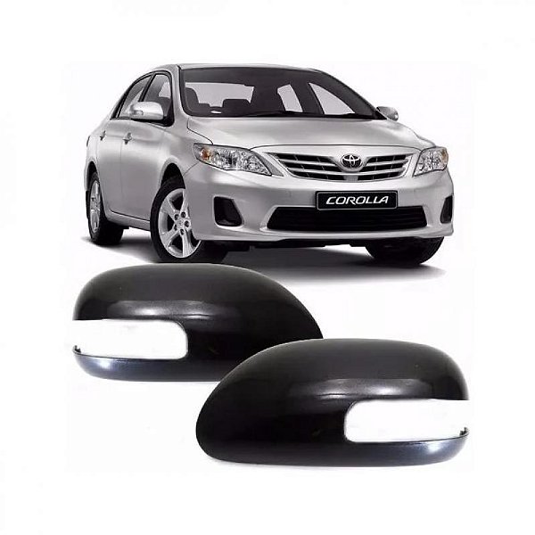 Capa de retrovisor corolla toyota de 2009 a 2013 lado direito externo preto com furo