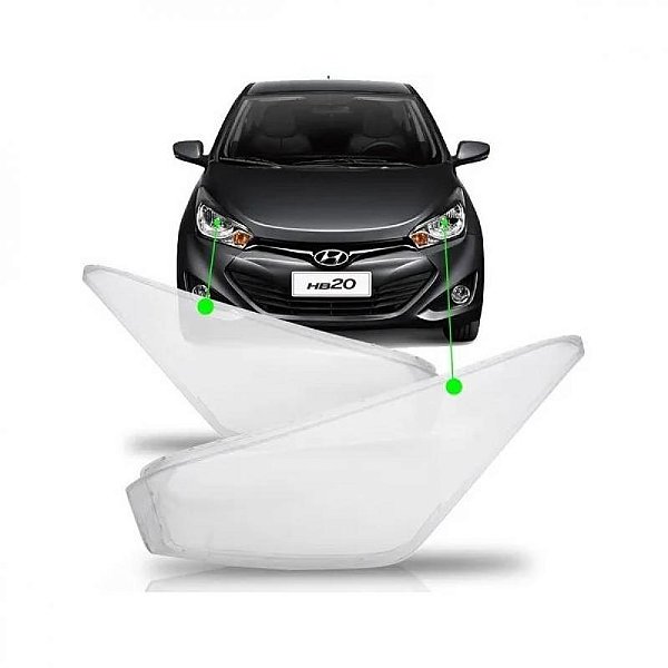 Lente de farol hb20 hyundai de 2012 a 2019 lado esquerdo