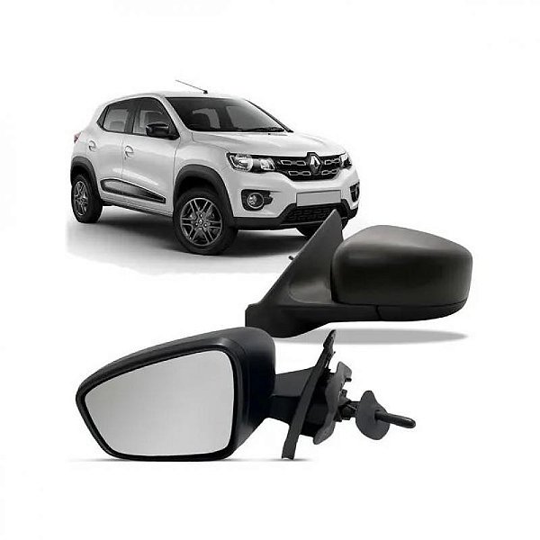 Retrovisor kwid renault de 2017 a 2025 lado esquerdo externo com controle manual com capa texturizada sem pisca
