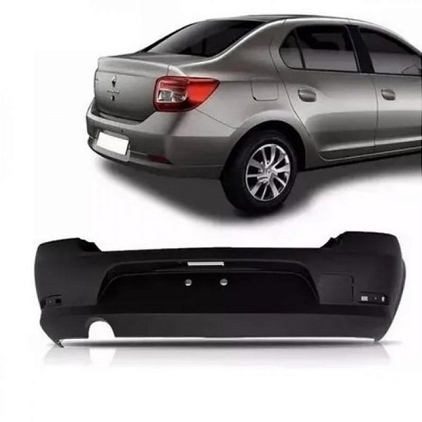 Para choque logan renault de 2017 a 2025 traseiro com duas lanternas de placa sem furo para sensor