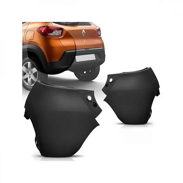 Ponteira de para choque kwid renault de 2017 a 2022 traseira lado direito preto liso