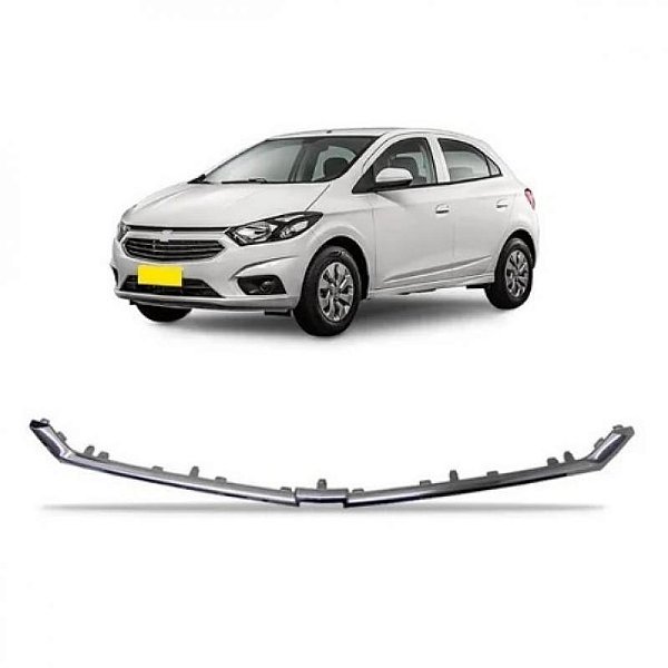 Friso da grade onix e prisma chevrolet de 2017 a 2020 cinza com suporte versão lt