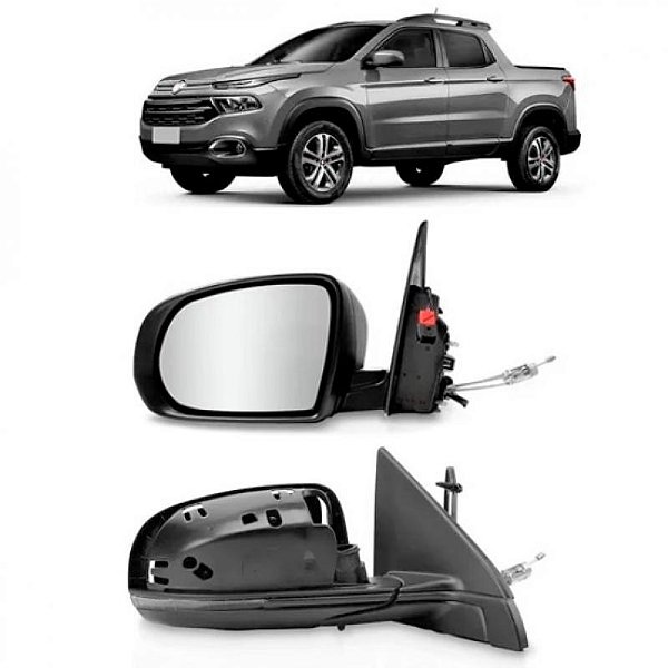 Retrovisor externo toro fiat de 2016 a 2025 lado direito com controle manual com pisca sem capa