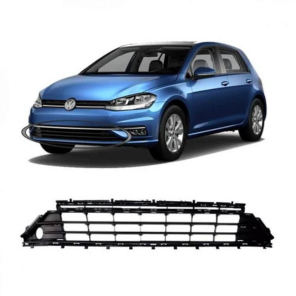 Grade para para choque golf volkswagen de 2018 a 2020 dianteira central TSI com furo e com friso cromado