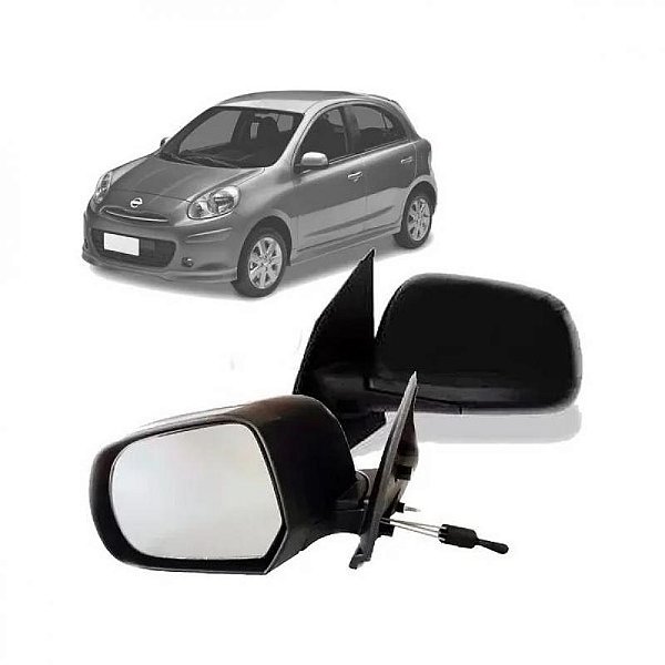 Retrovisor externo march nissan de 2011 a 2013 lado direito com controle manual