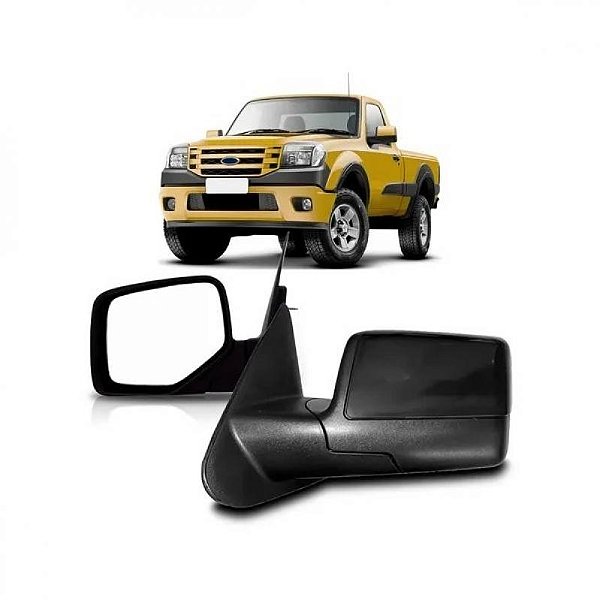 Retrovisor externo ranger ford de 2010 a 2012 lado esquerdo preto fixo com capa